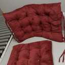 Rocking Chair Cushion Premium Tufted Pads Non Skid Slip Backed Upper and Lower with Ties, 2 Piece Set