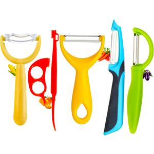 2 x Carrot Peelers, Kitchen Vegetable Peeler Set, Including orange peeler, Corn Peeler, Corn Stripper, Potato, Apple Peelers, Y Peeler for Veggie & Fruit(Color-1) 6 Pcs