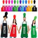 Toulite 12 Sets Halloween Group Costumes for Teacher Adults Colorful Marker Aprons and DIY Cone Hats Halloween Marker Costumes Aprons Cardstock Hat Funny Outfit for School Themed Events