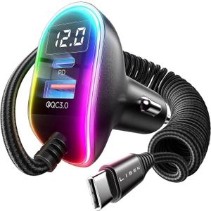 Super Fast Samsung Galaxy Car Charger,LISEN USB C 96W Super Fast Car Charger PD& QC3.0 Car Phone Charger Adapter for iPhone 15 Pro Max Plus,Samsung Galaxy S25 Ultra Plus S24/S23/S22,Android,iPad Pro