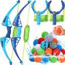 20Pcs Reusable Water Balloons + 4 Flower Water Balloons with 2 Bows and Arrows Sets + 2 Slingshots Launcher, Pool Beach Water Fight Equipment for Boys and Girls, Summer Toys for Kids Ages 3-12