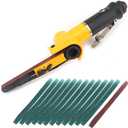 3/8" Pneumatic Belt Sander Set - 14pcs Belts, Grit 60/80/120, Mini Air Belt Grinder for Aluminium, Iron, Steel Metal Polishing