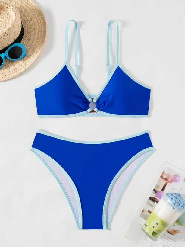 SUUKSESS Women Triangle High Cut Bikini Sets Sexy High Waisted 2 Piece Swimsuit ,M