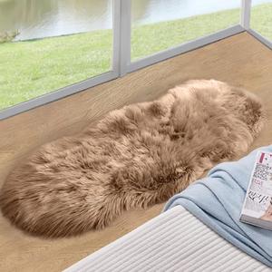 ORINOVA Beige Faux Sheepskin Fluffy Fur Rugs for Bedroom Machine Washable 2x4 Shag Area Rugs for Living Room Office Furry Nursery Rug
