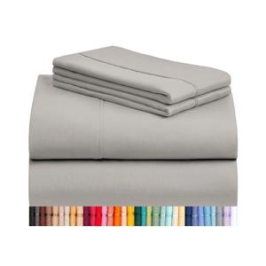 LuxClub 4 PC King Sheet Set, Breathable Luxury Bed Sheets, Deep Pockets 18" Wrinkle Free Cooling Bed Sheets Machine Washable Hotel Bedding Silky Soft - Light Taupe King
