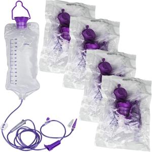 VWJ 4 Packs E-nteral Delivery Gravity Bag, 1200ML Gravity Feeding Bag, Disposable E-nteral N-utrition Bag, Large Bore