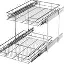 LOVMOR 2 Tier Individual Pull Out Cabinet Organizer 14" W x 21" D, Slide Out Kitchen Cabinet Storage Sliding Shelves