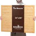 36"x24" Bamboo Cutting Board - 4XL Extra Large Butcher Block with Non-Slip Juice Groove & Handle, Multi-Functional Stove Cover/Charcuterie Board for Kitchen, BBQ, RV (1.25" Thick, Natural)