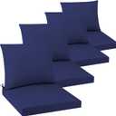 Outdoor Seat Cushion Set 22 x 22 In, Water-Resistant & Fade-Resistan, Patio Furniture Cushions with Removable Cover Deep Seat & Back Cushion with Handle and Adjustable Straps for Chair Sofa,4PC