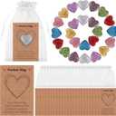 96 Sets Pocket Hug Token Bulk Natural Heart Crystals with Hug Cards and Organza Bag Pocket Hug Heart Stones Inspirational Greeting Cards Exchange Gift Thank You for Women Friend Colleagues Famil