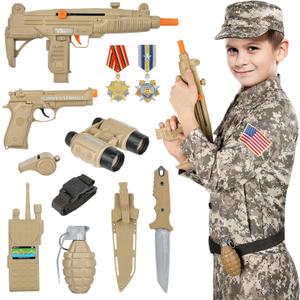 GIFTINBOX Kids Army Soldier Dress Up Costume Role Play Set, Deluxe Christmas Gift for Kids Boys Size M (Medium (6-8y))