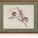 Cowboy Canvas Wall Art Western Pictures Wall Decor Vintage Striped Cowboy Rodeo Print Southwest Rustic Poster Giddy Up Horse Print for Bedroom Farmhouse Home 16x24 Inch Framed (Green Gingham Cowboy)