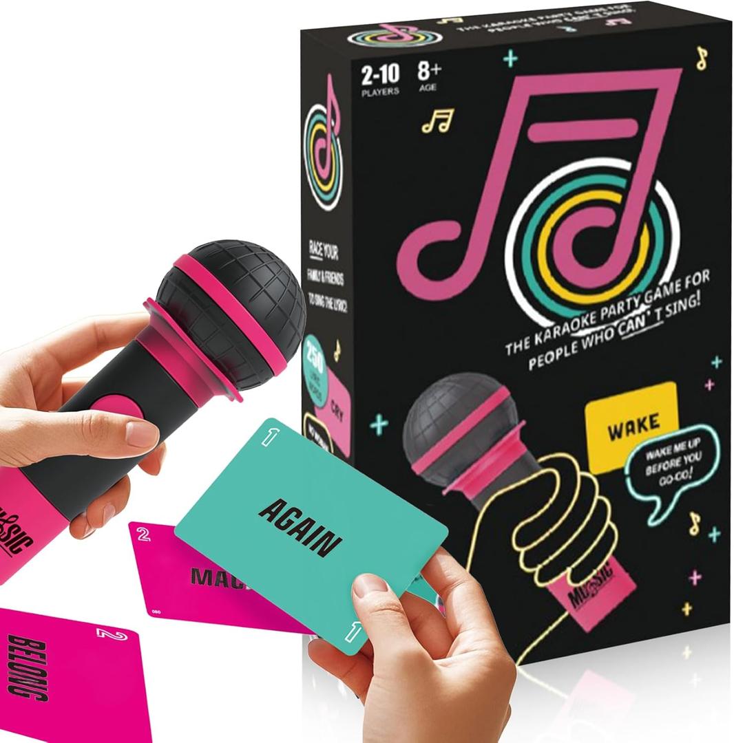 ATG Mic Karaoke Party Game - Hilarious Singing Challenge for Families & Friends with 250 Song Lyrics - Perfect for Game Nights & Birthday Parties 8 Years Old (2-10 Players)