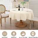 AUSSPVOCT Textured Linen 60 Inch Round Tablecloth up to 40'' Dia Tables Waterproof Wipeable Table Cloth Wrinkle Free Circle Dining Tablecover for Birthday Farmhouse Easter Spring Party Decor
