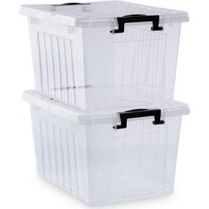 Citylife 22 QT Clear Plastic Storage Bins with Lids Stackable and Nestable Storage Boxes with Lids Large Plastic Storage Containers for Garage, Closet, Kitchen, 2 Packs