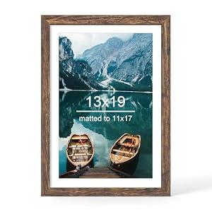 Hongkee 13x19 Picture Frame, Rustic Brown Wood Style, Wall Mounting