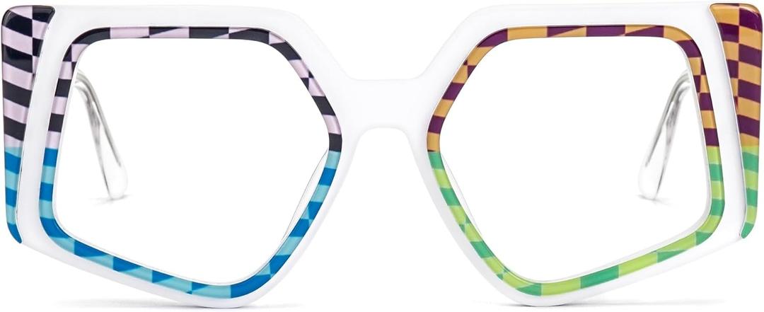 Zeelool Oversized Eyeglasses Frames for Women Geometric Blue Light Glasses Non Prescription Eyewear Frames