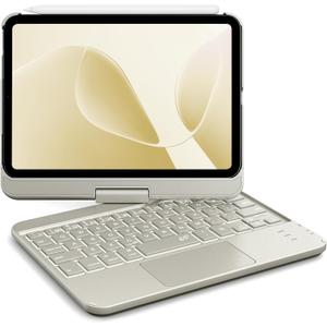 GreenLaw Keyboard Case for iPad mini 7(2024) & Mini 6 (2021) 8.3", Smart Touchpad, 7 Color Backlit, Type-C Rechargeable, 360 Rotate Keyboard Case for iPad mini 7th/6th Generation, Starlight