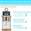 Motion Sensor Outdoor Wall Lights Waterproof,Dusk to Dawn Outdoor Lighting,Outdoor Lights for House with Seeded Glass,Matte Black & Wood Grain Finish,2 Pack