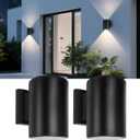 pearlstar 2 Pack Solar Wall Lights Outdoor,Solar Sconce Lights Up and Down Lighting Solar Fence Lights,IP65 Waterproof Exterior Light for Yard Backyard Garage Porch Patio Door