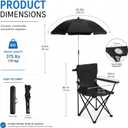 2 Pack Beach Chair with Umbrella Folding Camping Beach Chairs with Canopy Portable Chairs with Cup Holder Carrying Bag for Camping Hiking Travel Picnic Outdoor Events (Black and Green), 30.7 x 18.9 x 19.7 inches