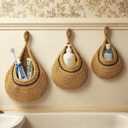 Hanging Storage Basket - 3 Pcs Hanging Fruit Baskets for Kitchen Boho Woven Wall Baskets for Restaurant Wall Home Organizing Fruits Vegetable Potato Kitchen Storage(Brown)