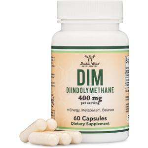 DIM Supplement for Women and Men (Diindolylmethane Estrogen Blocking Supplement, Hormonal Acne Treatment, Hormone Balance for Women) 400mg Servings, 200mg Per Capsule, 60 Capsules by Double Wood, 02/2027