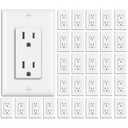 BESTTEN 30 Pack 15 Amp Outlets, Standard Electrical Wall Outlet, Decorator Receptacle Outlet for Residential and Commercial Use, Non-Tamper-Resistant, 125V/1875W, Wall Plate Included, UL Listed, White