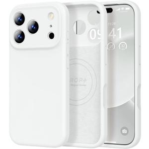 Vooii Magnetic for iPhone 17 Pro Case, Compatible with Magsafe (Premium Liquid Silicone) (Integrated Camera Control Button) Full Body Protective Anti-Scratch Microfiber Lining 6.3", White