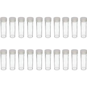 (20) Round Clear Plastic (Penny Cent) Size Coin Storage Tube Holders Screw on Lid (Transparent-20pcs)