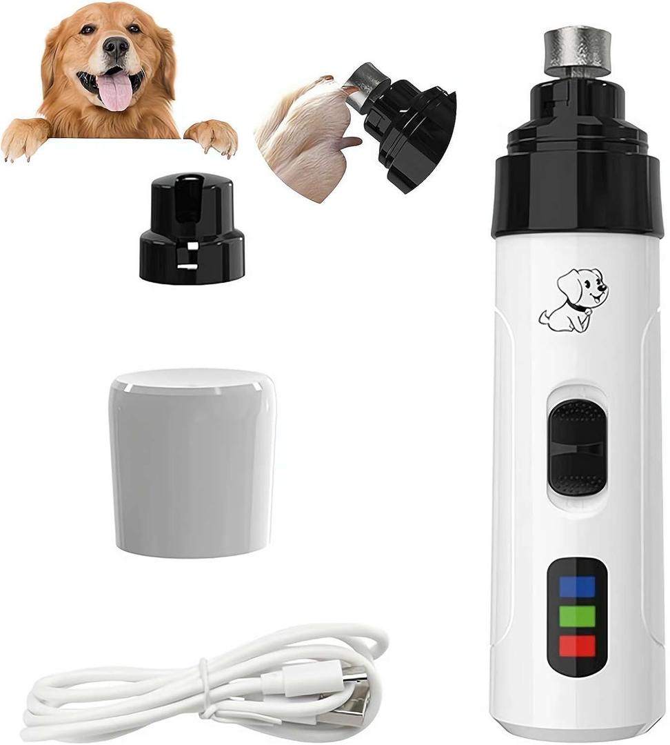 Dog Nail Grinder Quiet- Ultra-Quiet Dog & Cat Nail Grinder with LED Light & Battery Display & Upgrade Grinding Head - Painless Nail Trimmer for Small to Large Pets, Thick Nails, and Sensitive Paws