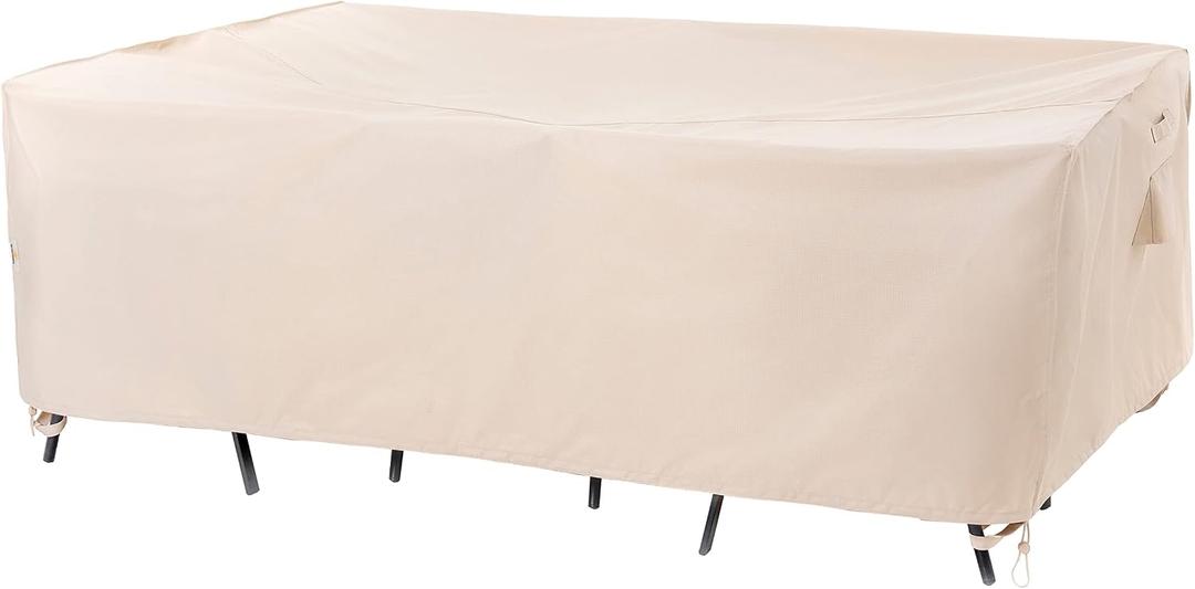 F&J Outdoors Patio Furniture Covers, Beige, 86"W x 44"D x 27.5"H | Heavy Duty Rip-stop Fabric, Durable, Waterproof, Anti-UV, Windproof, Tear-resistant, Fade-resistant, All-season, All-weather