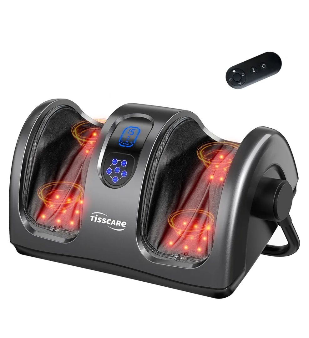 TISSCARE Foot Massager with Heat, Shiatsu Foot Massager for Plantar Fasciitis, Neuropathy, Circulation and Pain Relief, Remote Control, Deep Kneading, Gifts for Women Men Mom Dad