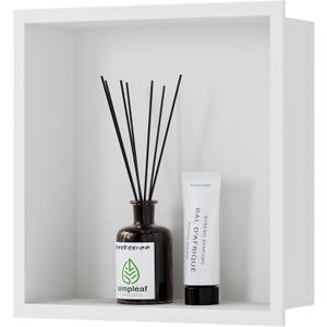 Neodrain White Shower Niche, Insert Storage Shower Shelf (Outside Size 13.1X13.1)(Inner Size 12" X 12"), Stainless Steel Wall Shelf No Tiled Recessed Niche Shower for Storage