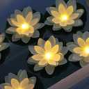 Accssoey 14 PCS Waterproof Floating Lotus Light, Floating Flower Light Battery Operated Water Activated Warm White Pool Flower Lamp Wedding,Anniversary,Garden Decoration