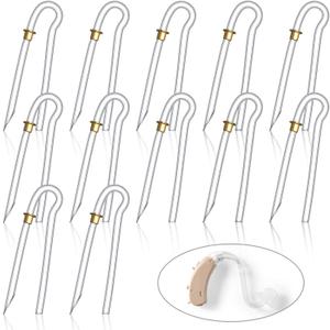 12 Pcs Hearing Aid Tubes Preformed BTE Earmold Tubing 3.5 x 2 mm Hearing Aid Replacement Tube with Gold Lock Amplifiers Ear Tubes