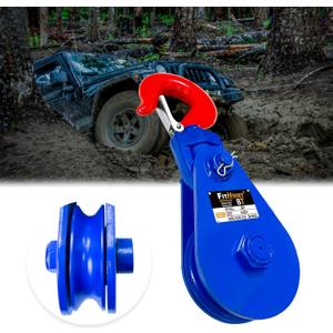 8Tons Snatch Block with Hook | 6'' Sheave for 3/4" Inch Wire Rope | High Strength Snatch Blocks17600Lbs for Towing and Recovery Applications | Tow Truck Rollback Wrecker Car Hauler Winch
