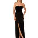 Adrianna Papell Evening Women's Velvet and Jersey Long Dress, Black, 6