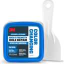 3M High Strength Spackling Compound 12 oz. and Putty Knife, Color Changing, Applies Blue, Dries White, Ideal for Use on Drywall, Plaster, Stoccu and Wood, Easy Interior and Exterior Repairs (CC-SIOC) (2 Piece Set)