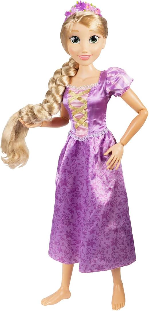Disney Princess Rapunzel Doll Playdate 32 Tall & Poseable, My Size Articulated Doll in Purple Dress, Comes with Brush to Comb Her Long Golden Hair, Flower Garland Hairband & Hair Pins
