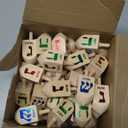 Libima 50 Pieces Hanukkah Wooden Dreidels Natural Wood Dreidels for Hanukkah Party Decorations Projects Crafts Family Party Supplies (2.7 Inch)