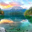 Eibsee Lake Jigsaw Puzzles 1000 Pieces Nature Landscape Puzzles for Adults 1000 Pieces with Letters on Back Hard Impossible Difficult Challenging Family Puzzle Mountain Scenery Lake Puzzles, 26.75 X 19.75 Inches