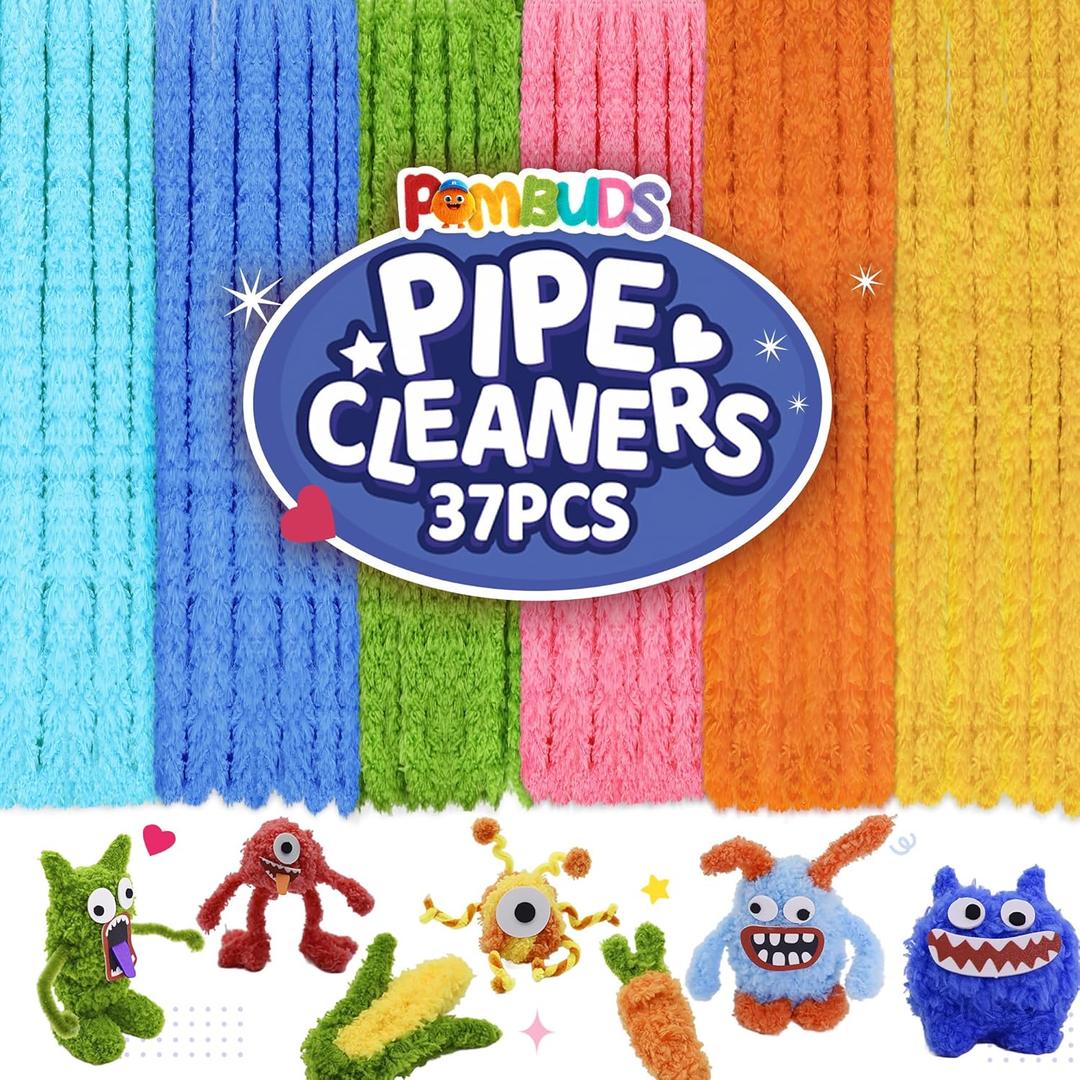 12 Pcs 39 Inches 6 Colors Pipe Cleaners Craft Set Jumbo Chenille Stems Pipe Cleaners Kit for Beginners Jumbo Thick Fur DIY Dog Kit Chenille Stems