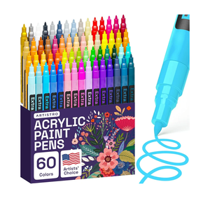 ARTISTRO 60 Acrylic Paint Pens, Art Set Acrylic Paint Markers, Fabric Markers for Textile, Canvas, Rock, Glass, Wood, Paper, Pumpkin, DIY, Paint Markers for Kids and Adults