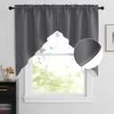 NICETOWN Rustic Kitchen Swag Curtain Valances, Breathable Rod Pocket Blackout Window Tiers, Soft Farmhouse Window Decor for Cafe, Living Room (2 Panels, Grey, Each Panel 36" Wide x 45" Long)
