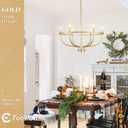 Gold Chandelier,6 Light Brass Gold Chandelier Light Fixture for Dining Room, 29in