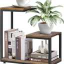 G-Shaped Side Table with Thick Metal Frame, 3-Tier End Table for Sofa Bedside Table with Storage, Corner Table Coffee Table for Bedroom Living Room Kitchen (Rustic Brown)