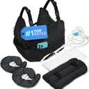 Zomaple Mastectomy Recovery Pillow with Strap, Swirly Gel Pack, Seat Belt Cover & Shower Lanyard  Post-Op Essentials, Breast Augmentation/Reduction & Recovery Supplies  Washable Cover for Comfort (Black)
