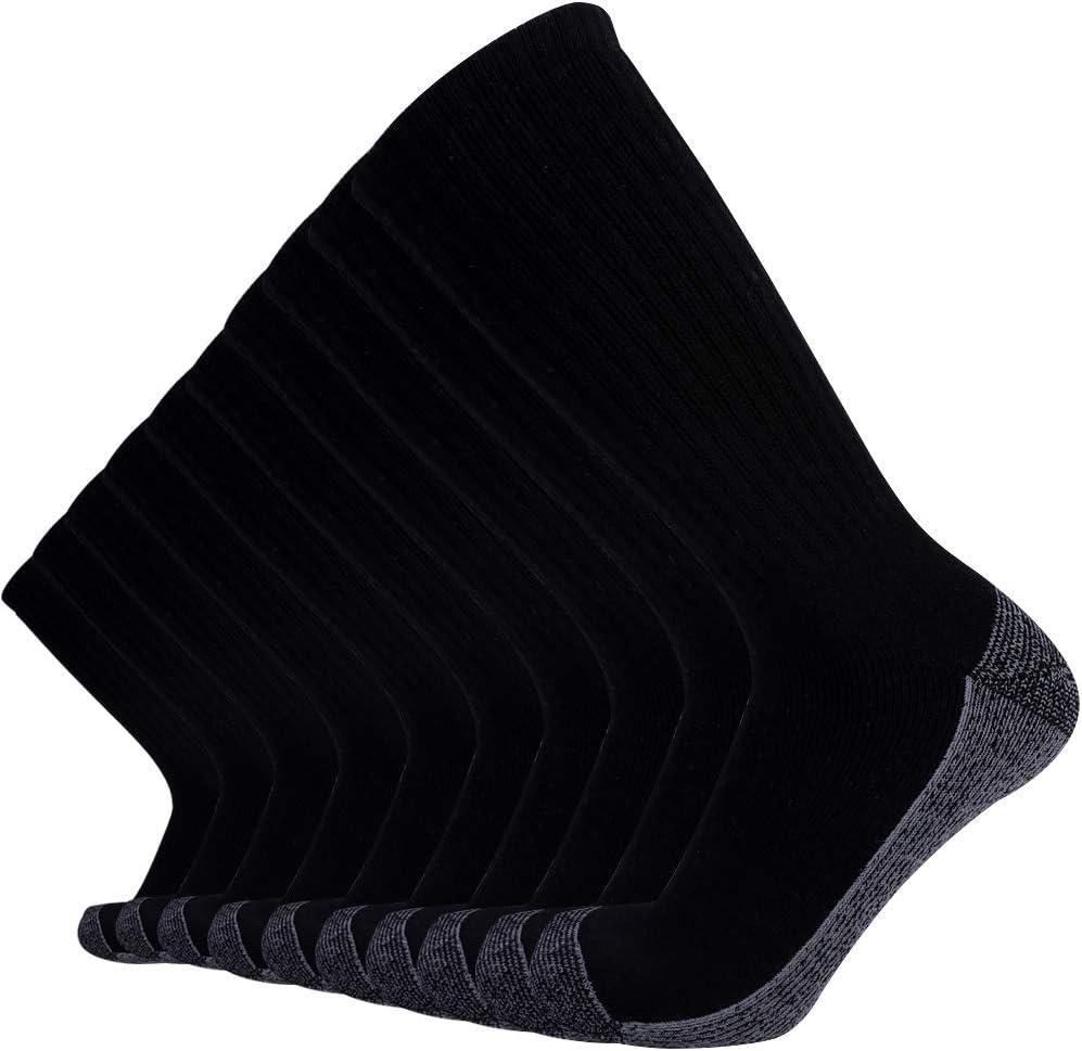 EnerWear 10P Pack Unisex Cotton Moisture Wicking Cushion Crew Socks  10-Size: 10-13