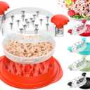 3rd Gen Chicken Shredder Tool Twist Large with Detachable Plate for Easy Transfer, Chicken Breast Shredder, Meat Shredder, Strong Anti-Slip Strip Base, Visible Lid, Ergonomic Handle, Dishwasher Safe (Orange)